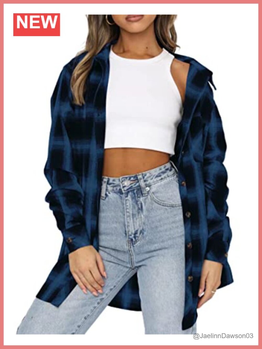 Lacozy Women's Flannel Buffalo Plaid Button Down Shirt Long Sleeve Collar